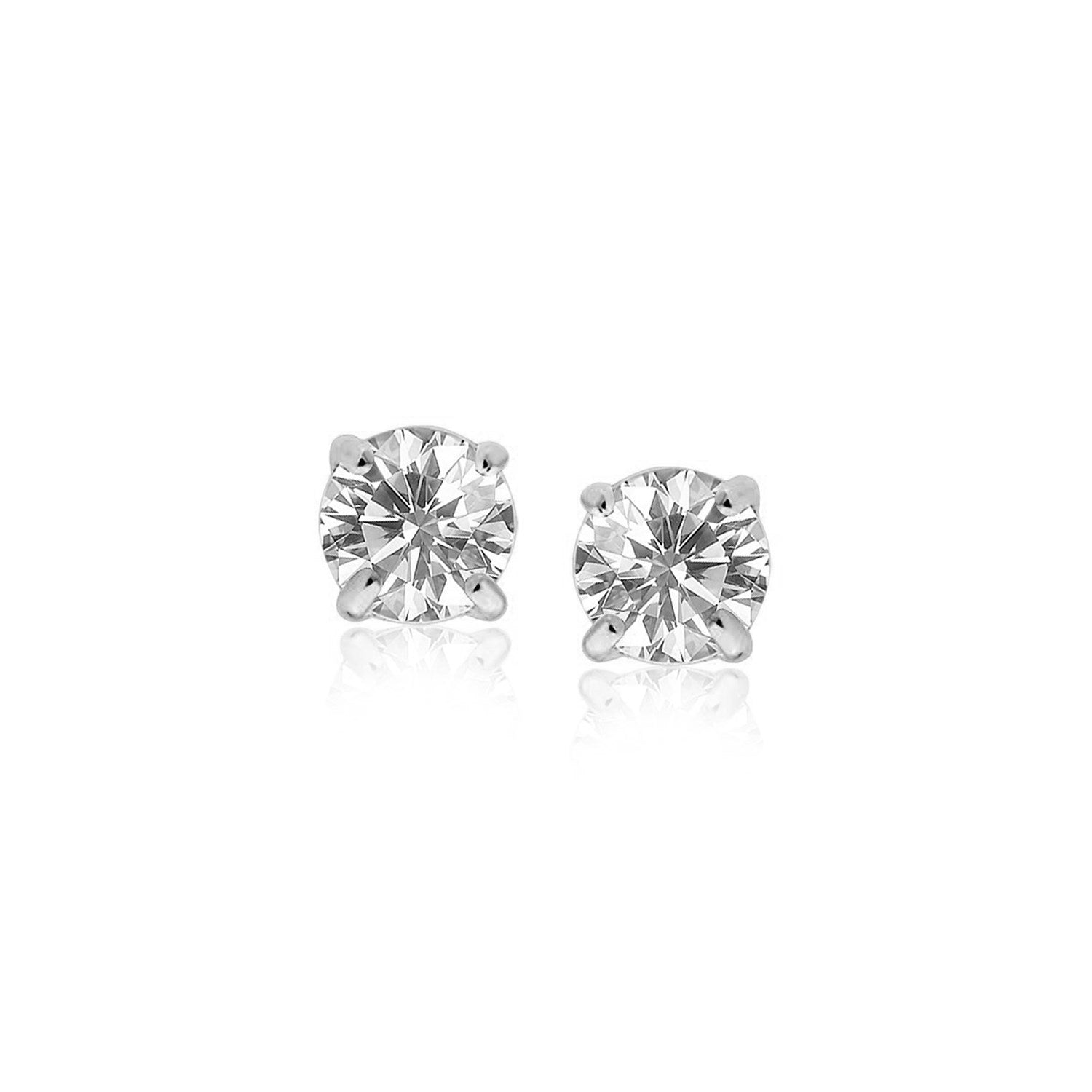 Women's Sterling Silver Stud Earrings Set of 2 Round 5MM/8MM Cubic Zirconia  2pc- A New Day™ Silver/Clear