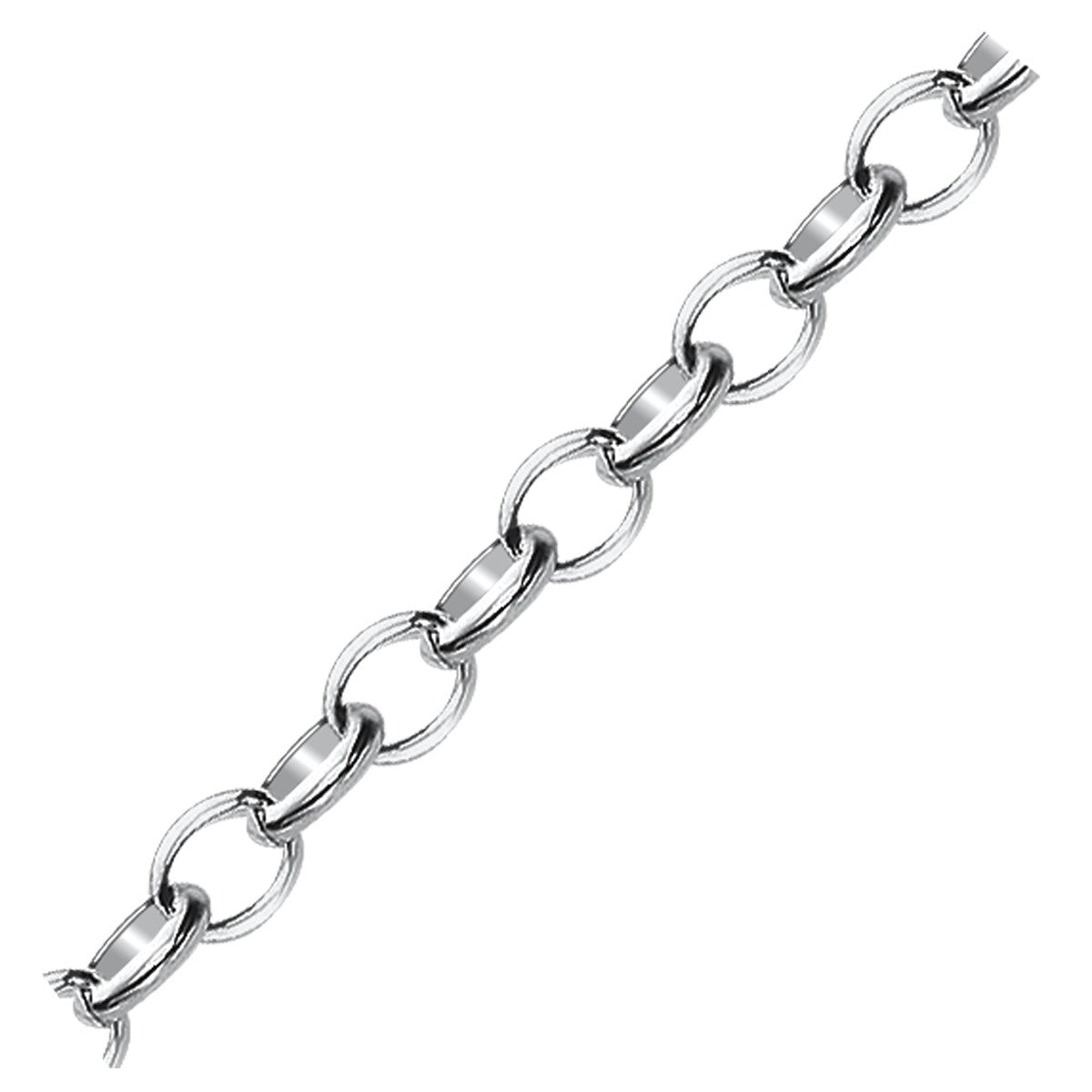 Sterling Silver Charm Polished Rhodium Plated Cable Bracelet (7.25 by 0.19 inches)