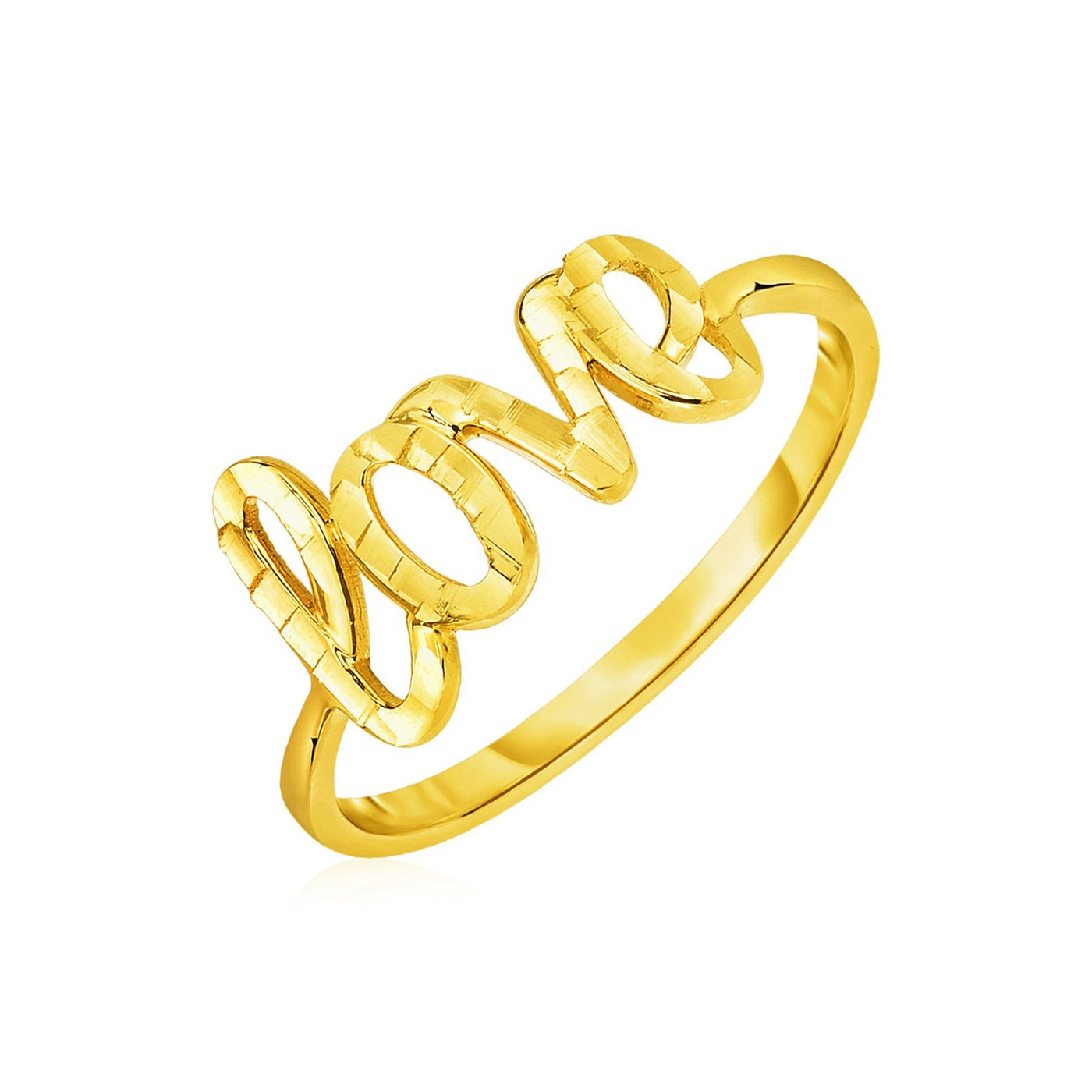 Love Script 14k Yellow Gold Ring