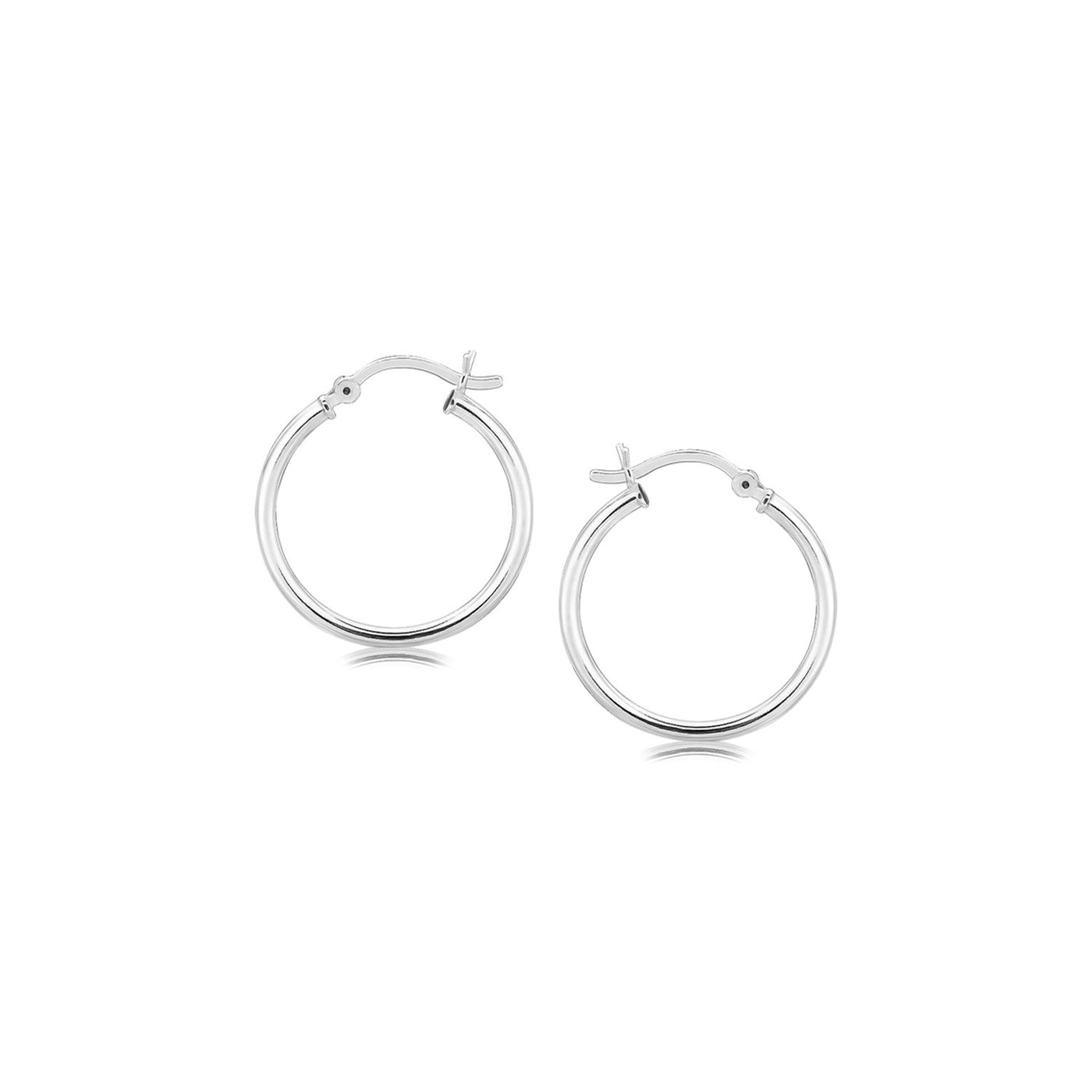Polished Sterling Silver and Rhodium Plated Hoop Earrings (20mm)