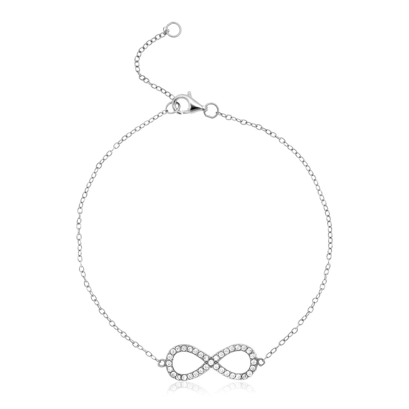 Cubic Zirconia Infinity Symbol Sterling Silver Bracelet