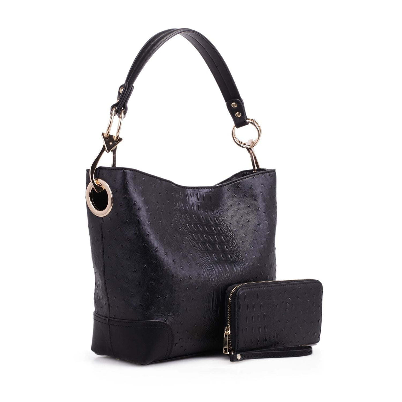 Mia K. Wandy Soft Hobo Handbag and Wallet Set - MKF Collection, Black