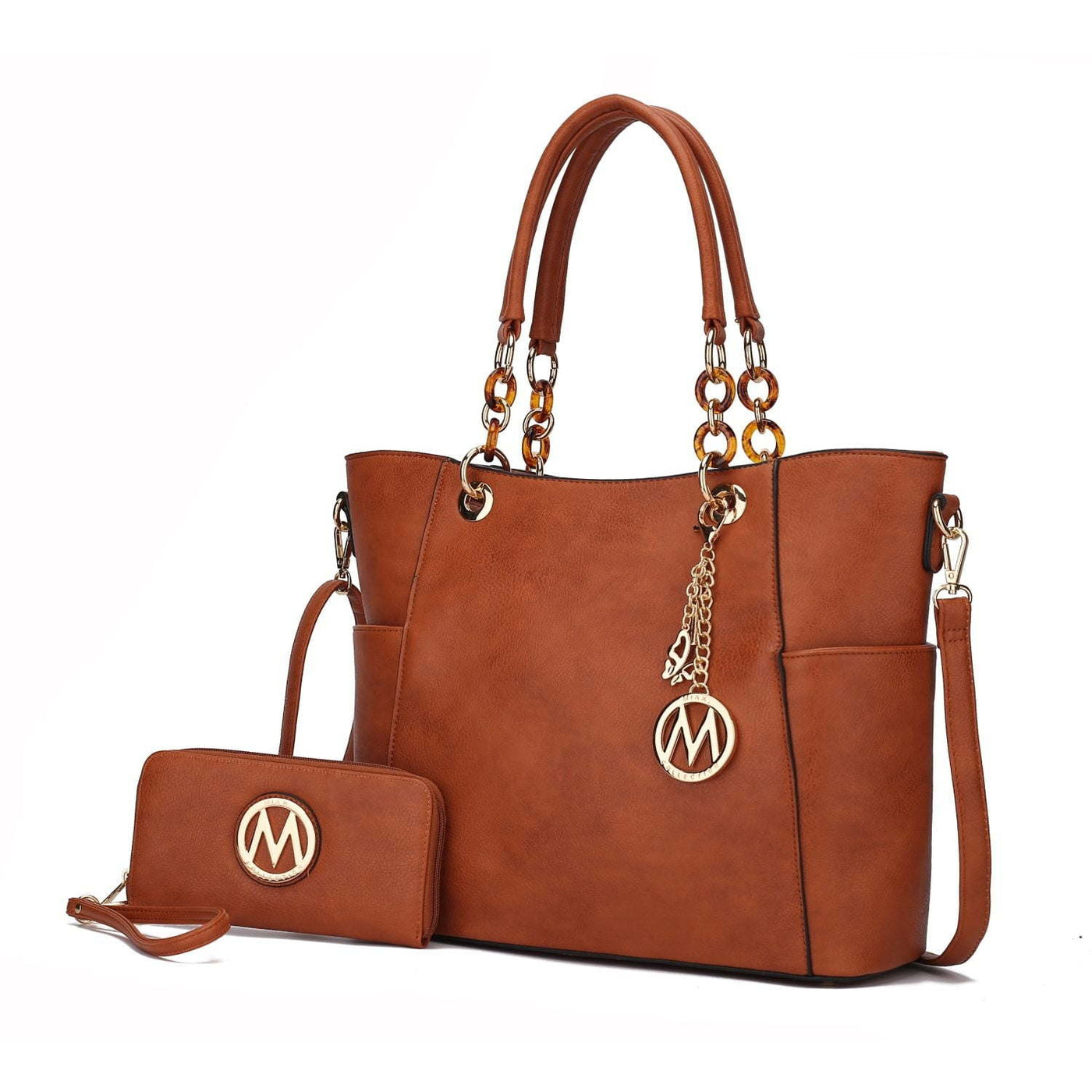 Mia K. Bonita Tote Handbag and Wallet - MKF Collection, Black, Vegan Leather