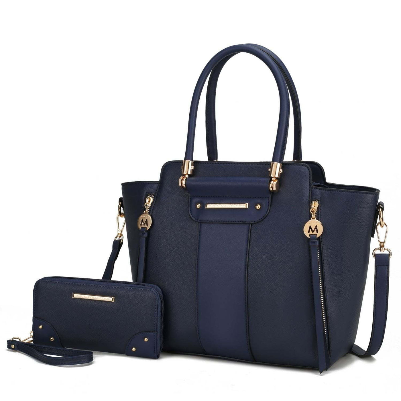 Mia K. Eliana Tote Handbag with Wallet - MKF Collection, Navy, Vegan Leather
