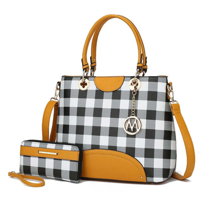 Mia K. Gabriella Checkers Tote Handbag with Wallet - MKF Collection