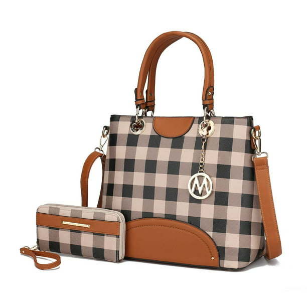 Mia K. Gabriella Checkers Tote Handbag with Wallet - MKF Collection