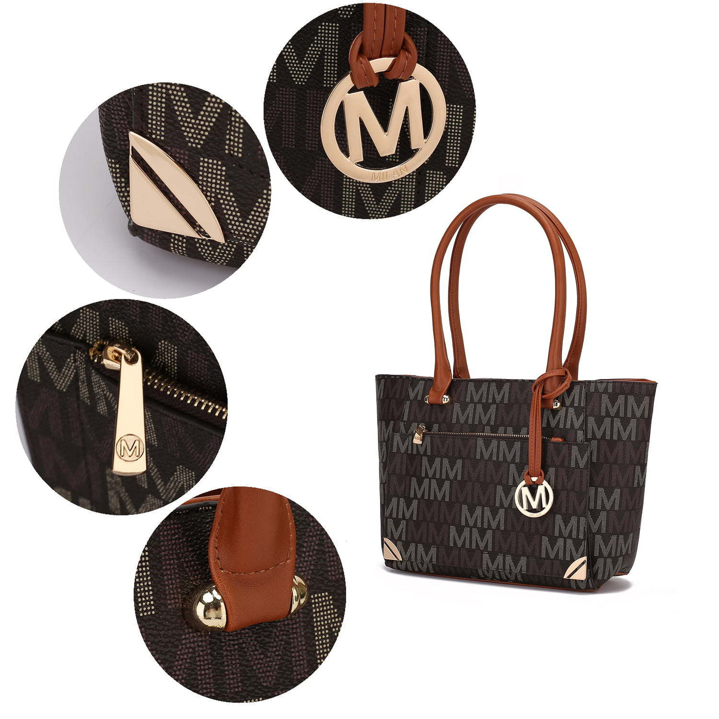 Mia K. Lady Tote, Mini Tote and Wallet Handbag Set - MKF Collection, Black