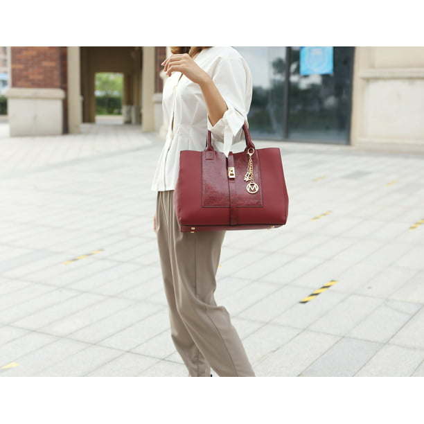 Mia K. Yola Satchel Handbag with Wallet - MKF Collection, Grey