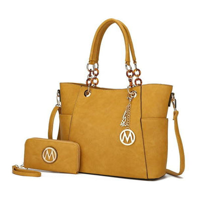 Mia K. Bonita Tote Handbag and Wallet - MKF Collection, Black, Vegan Leather